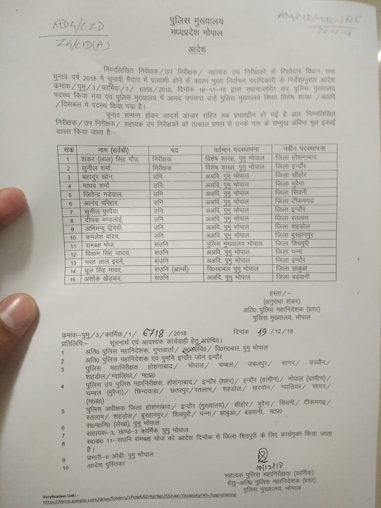 मध्यप्रदेश में कई पुलिस कर्मियों का हुआ तबादला, भारतीय प्रशासनिक सेवा के 2 अधिकारी भी हुए स्थानांतरित | New India Times