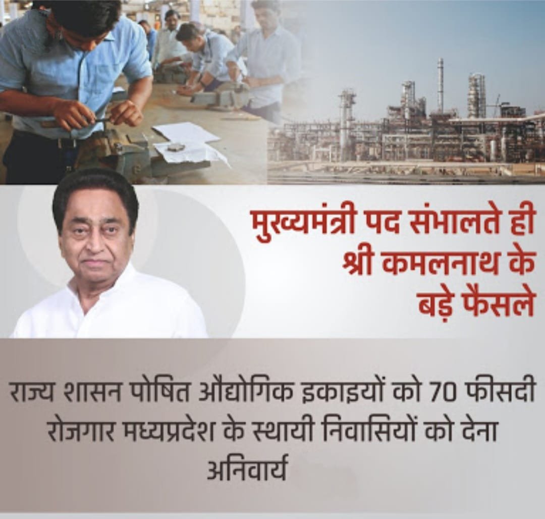 मध्यप्रदेश के स्थाई निवासियों को 70 प्रतिशत रोजगार देना हुआ अनिवार्य | New India Times