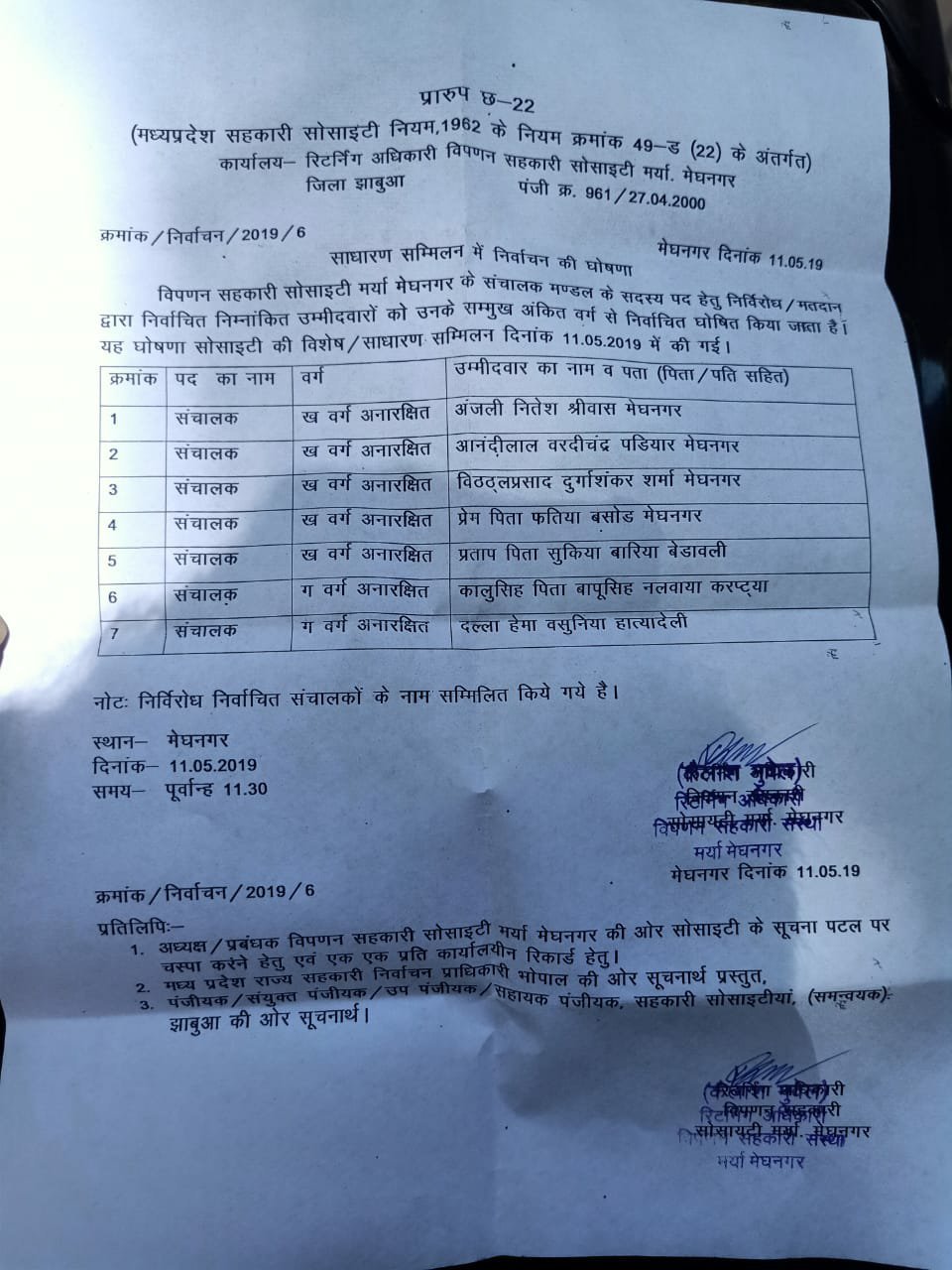 मेघनगर सहकारी विपणन संस्था अधयक्ष पद के चुनाव में सात उमीदवार मैदान में, 15 मई को होगा चुनाव, कांग्रेस व भाजपा की लोकसभा चुनाव से पहले विपणन संस्था पर टिकी हुई है नजर | New India Times