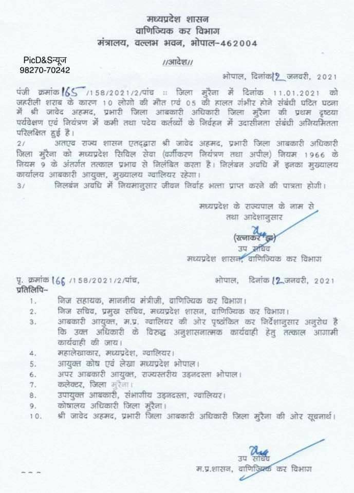 जहरीली शराब पीने से 11 की मौत व 4 की हालत गंभीर, जिला आबकारी अधिकारी निलंबित | New India Times