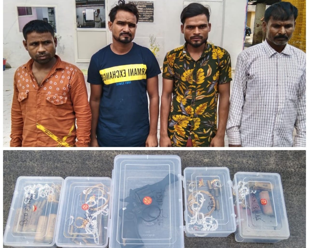 मुठभेड़ में चार शातिर चोर गिरफ्तार, सिपाही घायल, चोरी का लाइसेंसी रिवाल्वर, सोने-चांदी के जेवर बरामद | New India Times