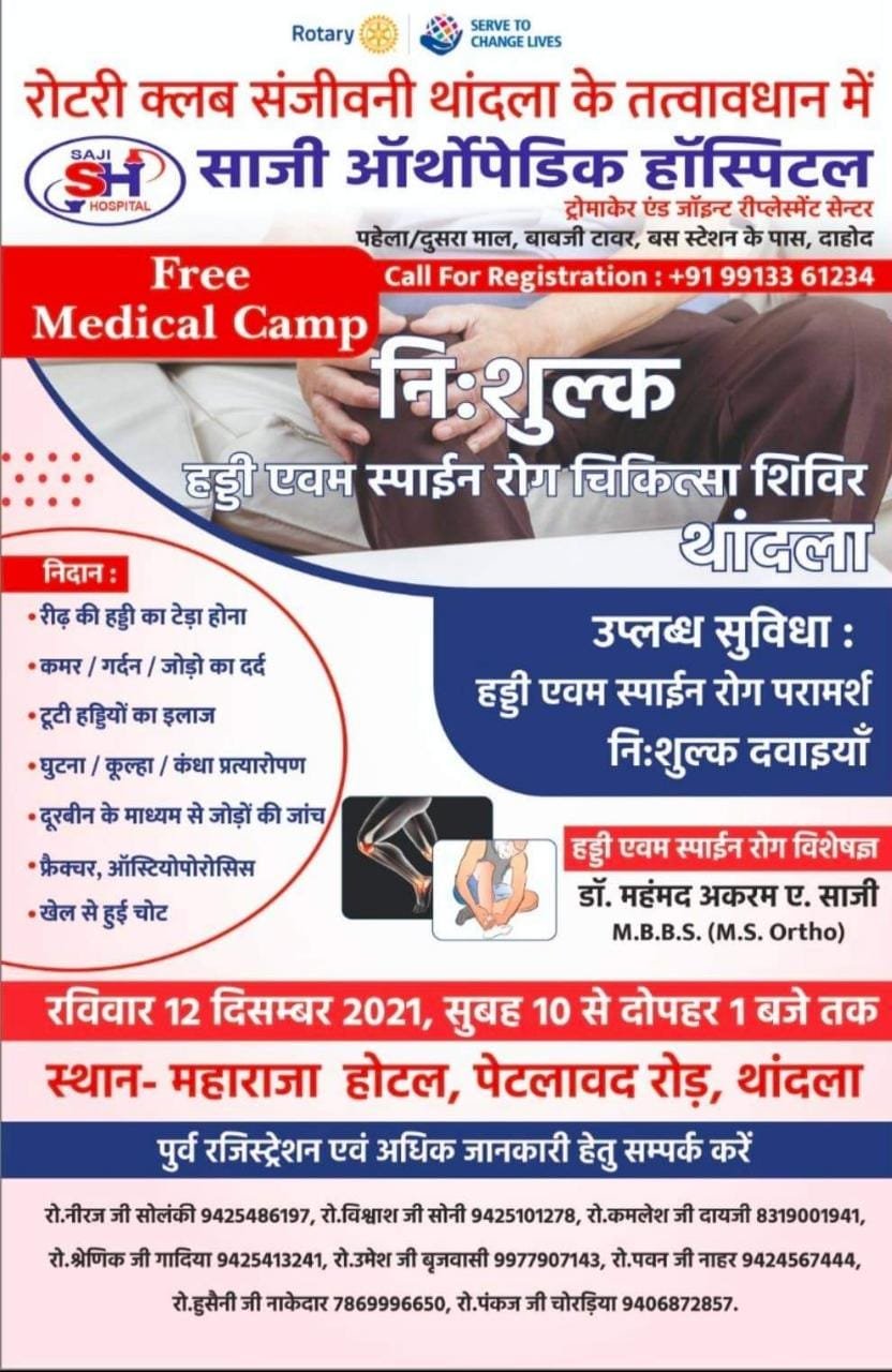 12 दिसंबर को थांदला में लगेगा फ्री मेडिकल कैम्प | New India Times