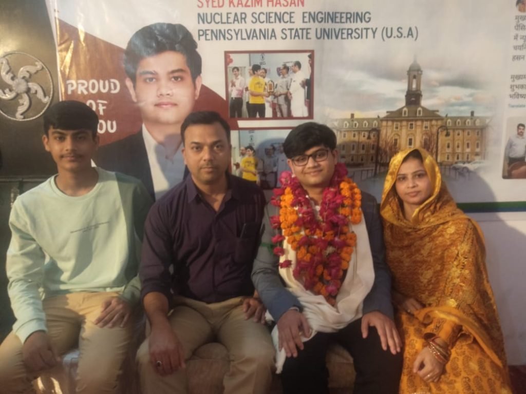 झाँसी एवं बिलासपुर का सैय्यद काज़िम हसन ने किया नाम रौशन, कम उम्र में भारत के बने गौरव पुत्र, न्यूक्लियर साइंस इंजीनियरिंग पेंसिल्वेनिया स्टेट में हुए चयनित | New India Times