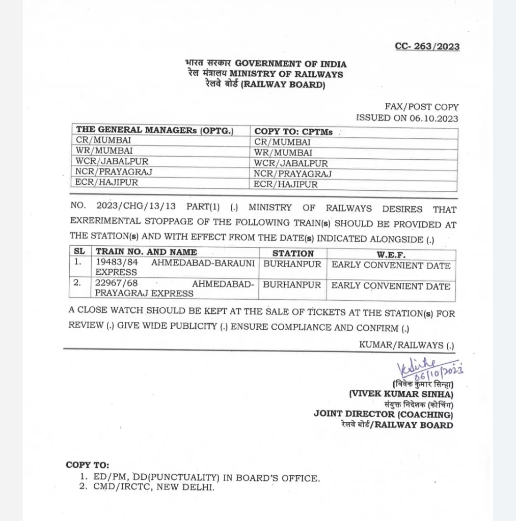 सांसद ज्ञानेश्वर पाटिल के प्रयासों से बुरहानपुर को 2 एवं खंडवा को 2 ट्रेनों के स्टॉपेज की मिली स्वीकृति 4 सांसद ज्ञानेश्वर पाटिल के प्रयासों से बुरहानपुर को 2 एवं खंडवा को 2 ट्रेनों के स्टॉपेज की मिली स्वीकृति | New India Times