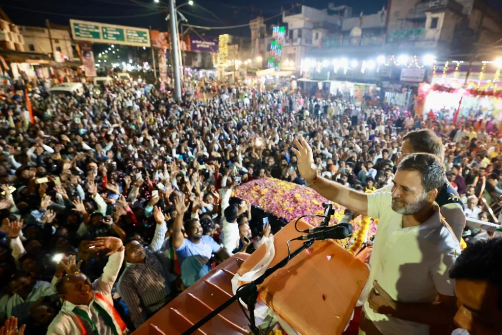 अखिल भारतीय कांग्रेस कमेटी के पूर्व अध्यक्ष राहुल गाँधी की अशोकनगर जिले की नई सराय व जबलपुर में विशाल जनसभा | New India Times