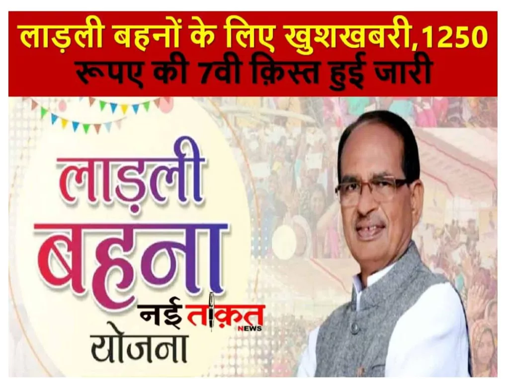 लाड़ली बहनों के लिए खुश खबरी, 1250 रूपए की 7 वी क़िस्त हुई जारी | New India Times