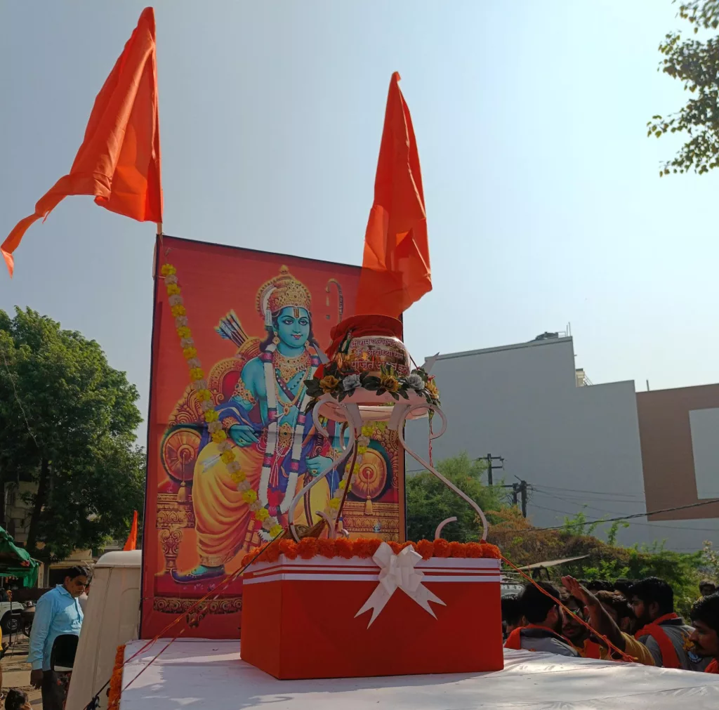 मेघनगर में निकाली गई अयोध्या से प्राप्त अक्षत कलश की विशाल शोभायात्रा | New India Times