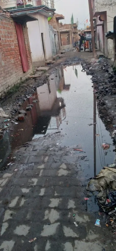 भीषण दुर्गन्ध और गन्दगी से परेशान ग्रामीणों ने उठाई पानी निकालने की मांग | New India Times
