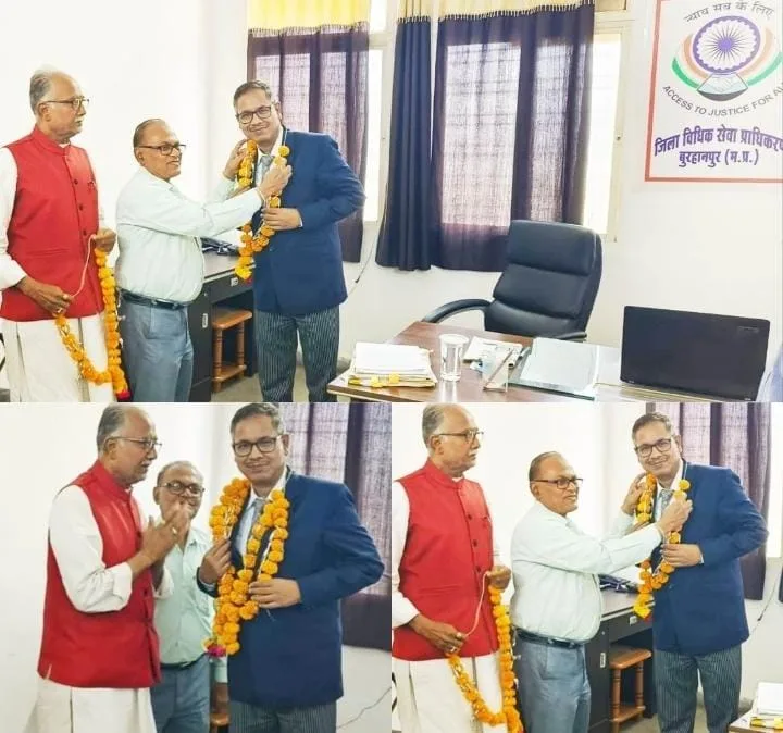 नवागत जिला न्यायाधीश/सचिव ज़िला विधिक सेवा प्राधिकरण इन्दु कान्त तिवारी का पीएलवी ने सौजन्य भेंट कर किया स्वागत | New India Times