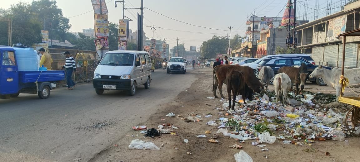 पीतांबरा मंदिर के सामने लगा कचरे का ढेर, मंदिर के सामने गंदगी का अंबार | New India Times