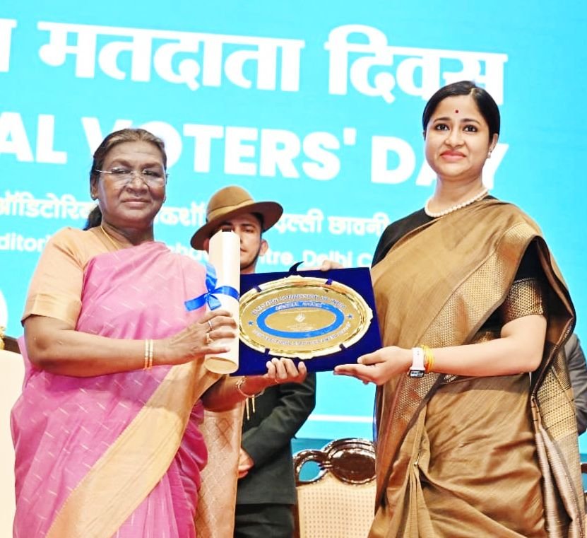महामहिम राष्ट्रपति द्वारा कलेक्टर नेहा मीना को बेस्ट इलेक्टोरल प्रैक्टिस अवार्ड 2024-25 से किया गया सम्मानित | New India Times
