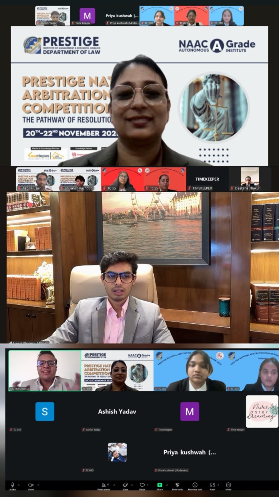 प्रेस्‍टीज प्रेबंधन एवं शोध संस्‍थान, ग्‍वालियर के विधि विभाग में तीन दिवसीय नेशनल आर्बिद्रेशन प्रतियोगिता का हुआ शुभारंभ | New India Times