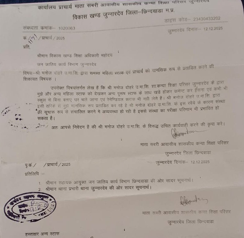 संकुल केंद्र घाना उमरी के प्राचार्य पर मानसिक प्रताड़ना के आरोप, शिक्षकों ने BEO कार्यालय में सौंपा ज्ञापन | New India Times