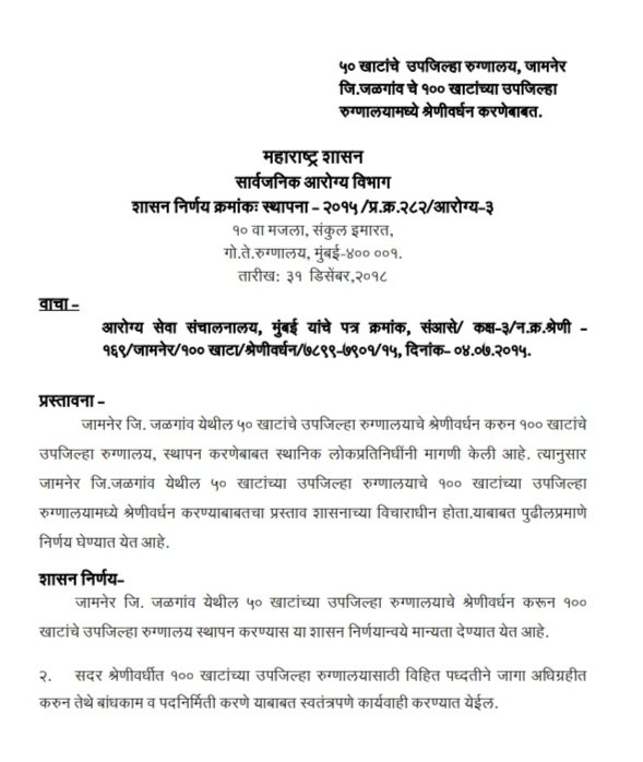 ICU के कारण चल रहे प्राइवेट हॉस्पिटल : जामनेर के सरकारी अस्पताल में नहीं डॉक्टर्स | New India Times