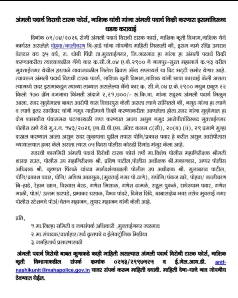 नशा विरोधी टास्क फोर्स ने NH 53 पर पकड़ा 23 किलो गांजा&nbsp; | New India Times