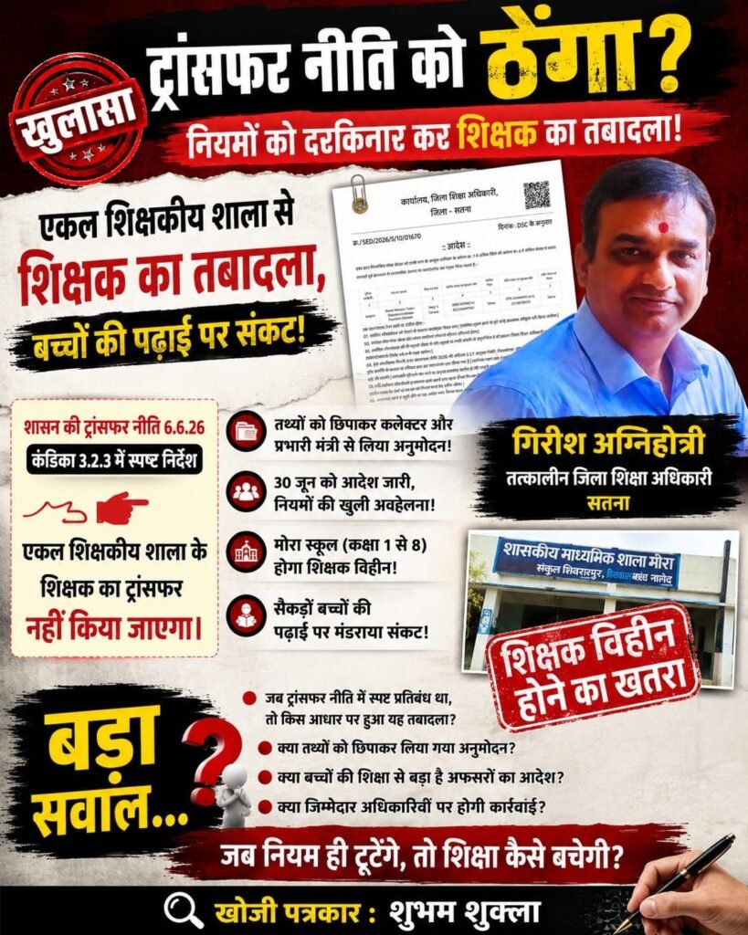 ट्रांसफर नीति की अनदेखी: एकल शिक्षक का तबादला, स्कूल पर ताला लगने का खतरा 2 ट्रांसफर नीति की अनदेखी: एकल शिक्षक का तबादला, स्कूल पर ताला लगने का खतरा | New India Times