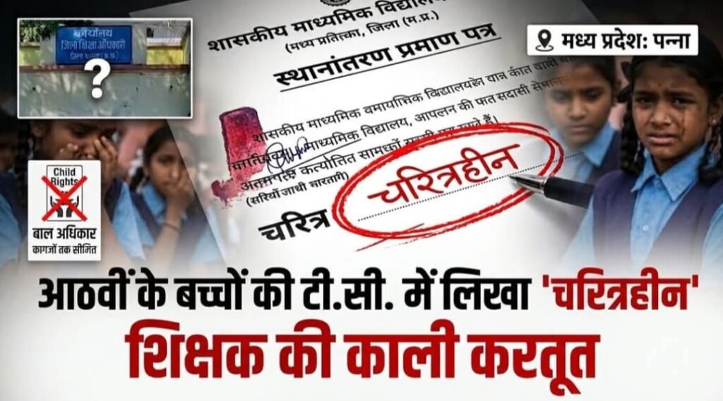 टीसी में ‘चरित्रहीन’ लिखकर छात्रों का भविष्य लगाया दांव पर, पन्ना में प्रधानाध्यापक का दुस्साहस उजागर, शिक्षा अधिकारी ने नया टीसी जारी करने का दिया निर्देश 2 टीसी में ‘चरित्रहीन’ लिखकर छात्रों का भविष्य लगाया दांव पर, पन्ना में प्रधानाध्यापक का दुस्साहस उजागर, शिक्षा अधिकारी ने नया टीसी जारी करने का दिया निर्देश | New India Times