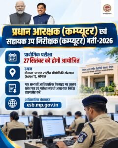 प्रधान आरक्षक एवं सहायक उप निरीक्षक (कम्प्यूटर) भर्ती की प्रायोगिक परीक्षा 27 सितंबर को