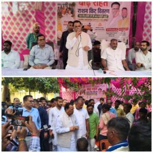 बाढ़ प्रभावित कसारी गांव पहुंचे प्रभारी मंत्री, ग्रामीणों को बांटी राहत किट